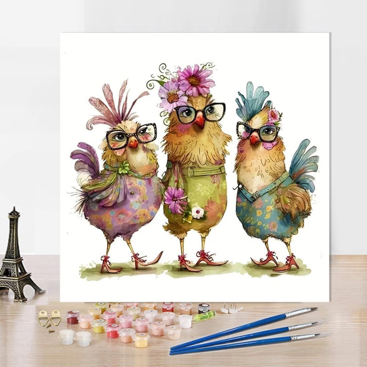Paint by Numbers for Adults Beginners - Paint by Number Chicken,DIY Acrylic Paint by Numbers Kits on Canvas Chickens, Drawing Colorful Paintworks Artwork for Adults Beginner,14x14inch
